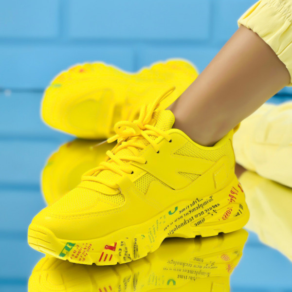 Pantofi Sport Dama Galbeni din Piele Ecologica Carolina