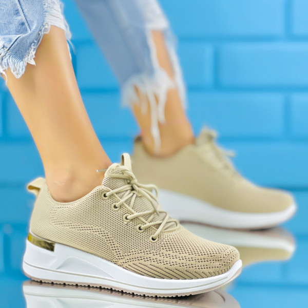 Pantofi Sport Dama Khaki din Material Textil Pide