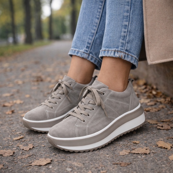 Pantofi Sport Piele Naturala Keiko Grey