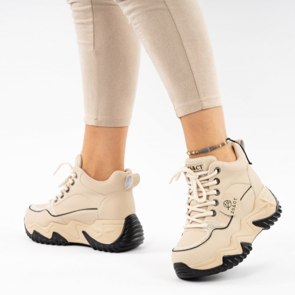 Pantofi Sport Piele Naturala Safiya2 Beige