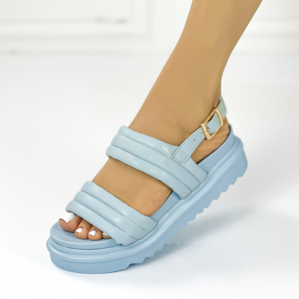 Sandale Dama cu Platforma Bleu din Piele Ecologica Lakesy