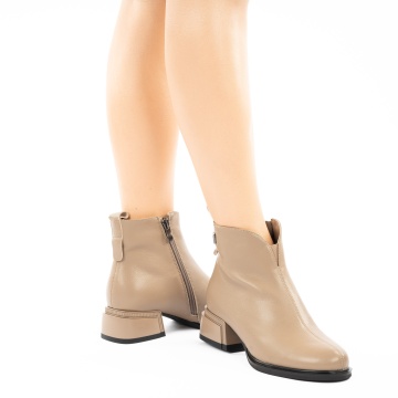 Botine Piele Naturala Liona Beige