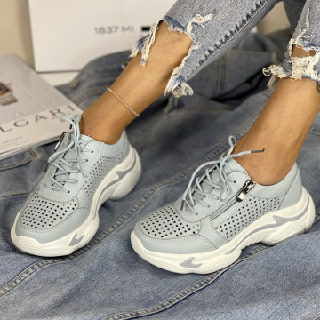 Pantofi Casual Dama Albastri din Piele Naturala Belancia