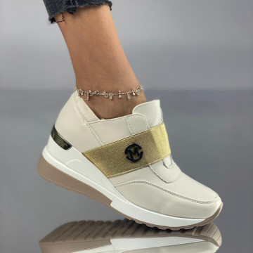 Pantofi Casual Dama cu Platforma Bej din Piele Ecologica Marka