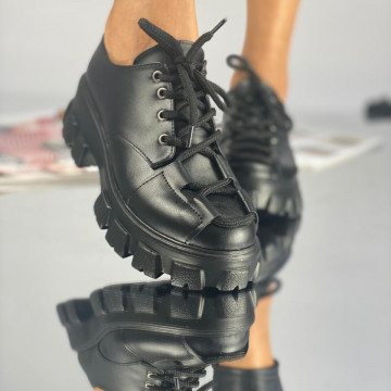 Pantofi Casual Dama Negri din Piele Ecologica Pomix