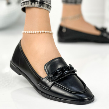 Pantofi Dama Casual Negri din Piele Ecologica Solifa