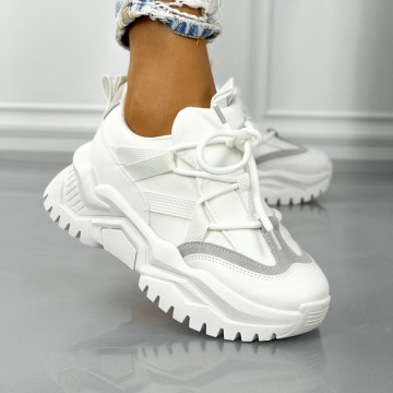 Pantofi Sport Dama Albi din Piele Ecologica Berk