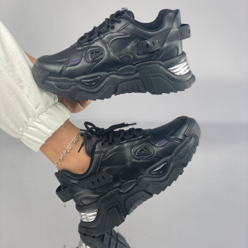 Pantofi Sport Dama Negri din Piele Ecologica Coda