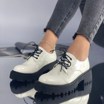 Pantofi Casual Dama Albi din Piele Ecologica Maida