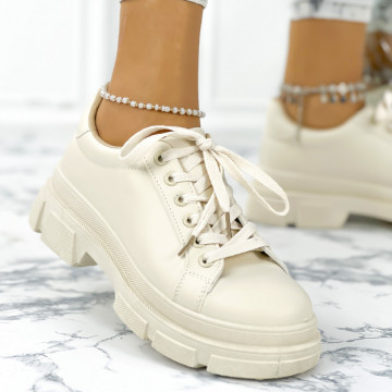 Pantofi Casual Dama Bej din Piele Ecologica Copeny