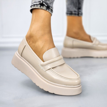 Pantofi Casual Dama Bej din Piele Ecologica Zafia