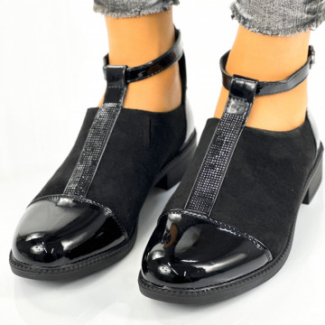 Pantofi Casual Dama Negri din Piele Ecologica Intoarsa Jakata