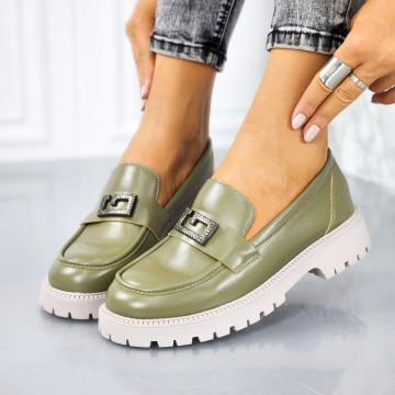 Pantofi Casual Dama verzi din Piele Ecologica Leland
