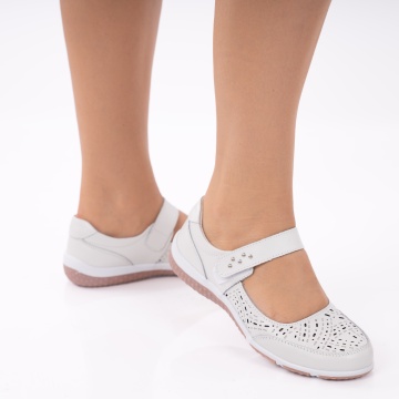 Pantofi Piele Naturala Mabel5 White