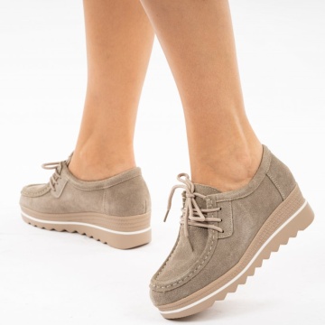 Pantofi Piele Naturala Rosa Beige