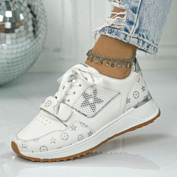 Pantofi Sport Dama Albi din Piele Ecologica Clayton