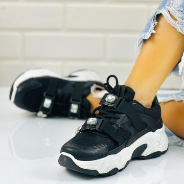 Pantofi Sport Dama Negri din Piele Ecologica Lydia