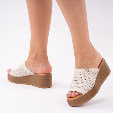 Papuci Piele Naturala Vanya Beige