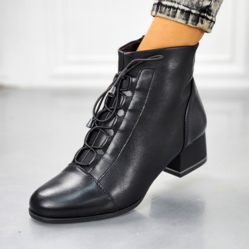 Botine Dama Imblanite Negre din Piele Ecologica Kipes