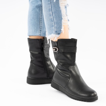 Cizme Scurte Piele Naturala Santan Black