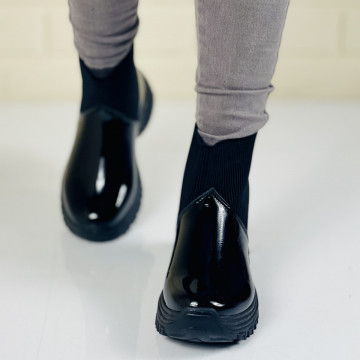 Ghete Dama Captusite Negre din Piele Ecologica Daisy