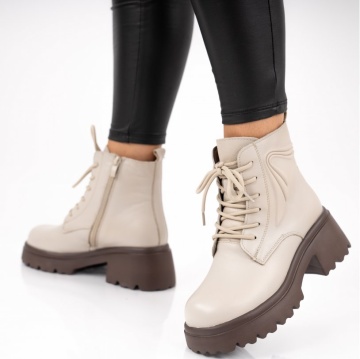 Ghete Piele Naturala Estepa Beige