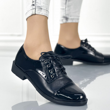Pantofi Casual Dama Negri din Piele Ecologica Plicay