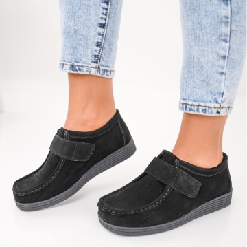 Pantofi Piele Naturala Velina Black