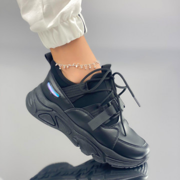 Pantofi Sport Dama Negri din Piele Ecologica Crisa
