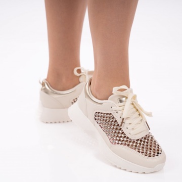 Pantofi Sport Selena Beige Gold