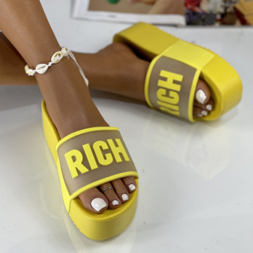 Papuci cu Platforma Galbeni din Silicon Rich
