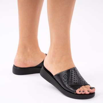 Papuci Piele Naturala Cuneo Black