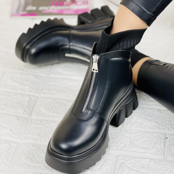 Ghete Dama Imblanite Negre din Piele Ecologica Elton