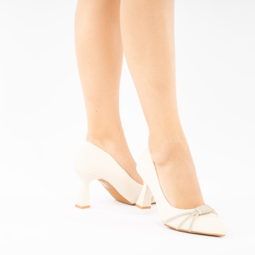 Pantofi Cu Toc Ivas Beige