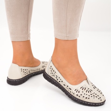 Pantofi Piele Naturala Isara Beige