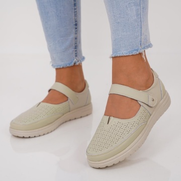 Pantofi Piele Naturala Nalira Beige