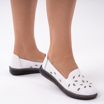 Pantofi Piele Naturala Sasaria White