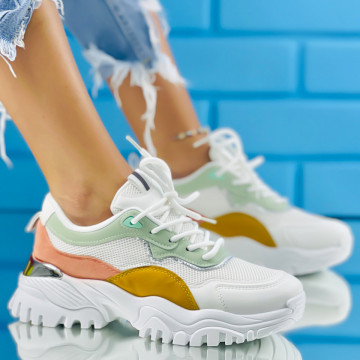 Pantofi Sport Dama Albi din Piele Ecologica Ahrefa