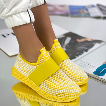 Pantofi Sport Dama Galbeni din Material Textil Soralia