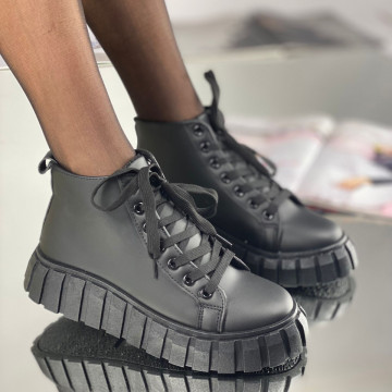 Pantofi Sport Dama Negri din Piele Ecologica Kalida