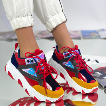 Pantofi Sport Dama Rosii din Piele Ecologica Adina