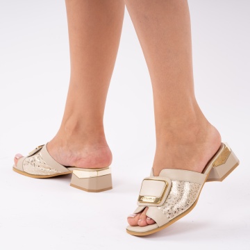 Papuci cu Toc Zefira Beige