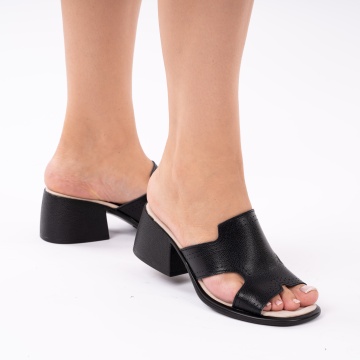 Papuci Piele Naturala Natasha Black