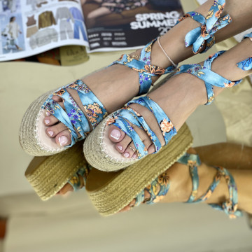Sandale cu platforma Albastre din Textil Antones