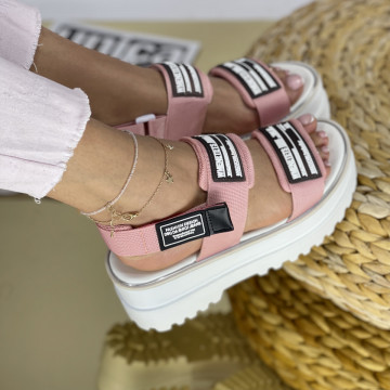 Sandale cu platforma Roz din Textil Angina