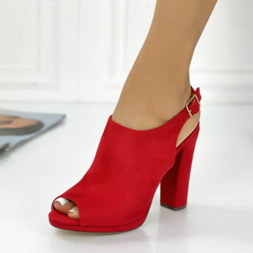 Sandale cu Toc Rosii din Piele Ecologica Intoarsa Dazzline