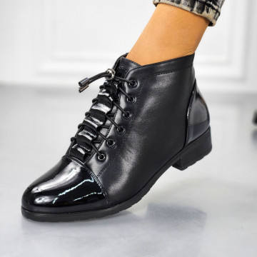 Botine Dama Imblanite Negre din Piele Ecologica Londer