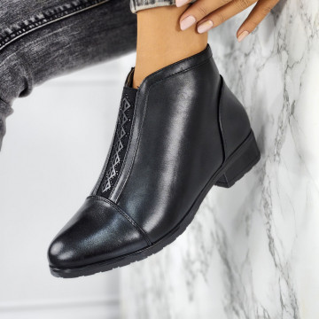 Botine Dama Imblanite Negre din Piele Ecologica Ravan