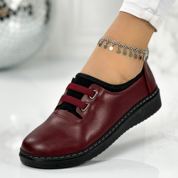 Pantofi Casual Dama Bordo din Piele Ecologica Enaba