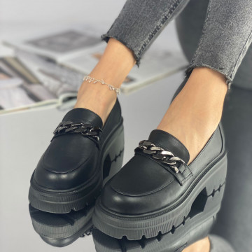 Pantofi Casual Dama Negri din Piele Ecologica Jonela